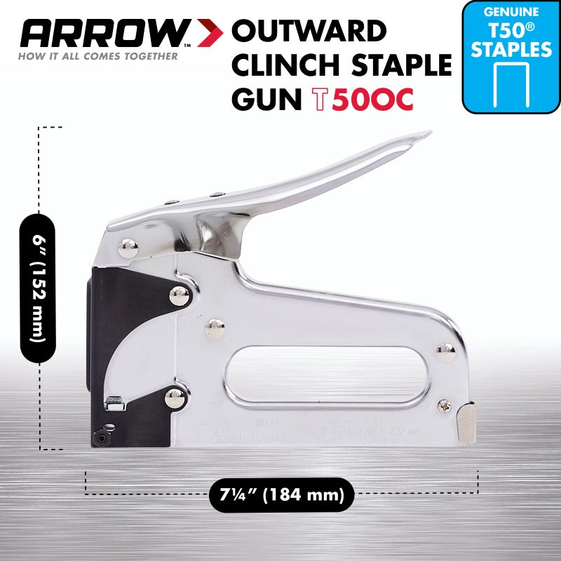 Arrow Fastener Arrow T50OC Heavy Duty Outward Clinch Staple Gun, Manual Stapler for Packaging and Boxes, Uses T50 Staples in 3/8-Inch, 1/2-Inch, and 9/16-Inch - Image 3